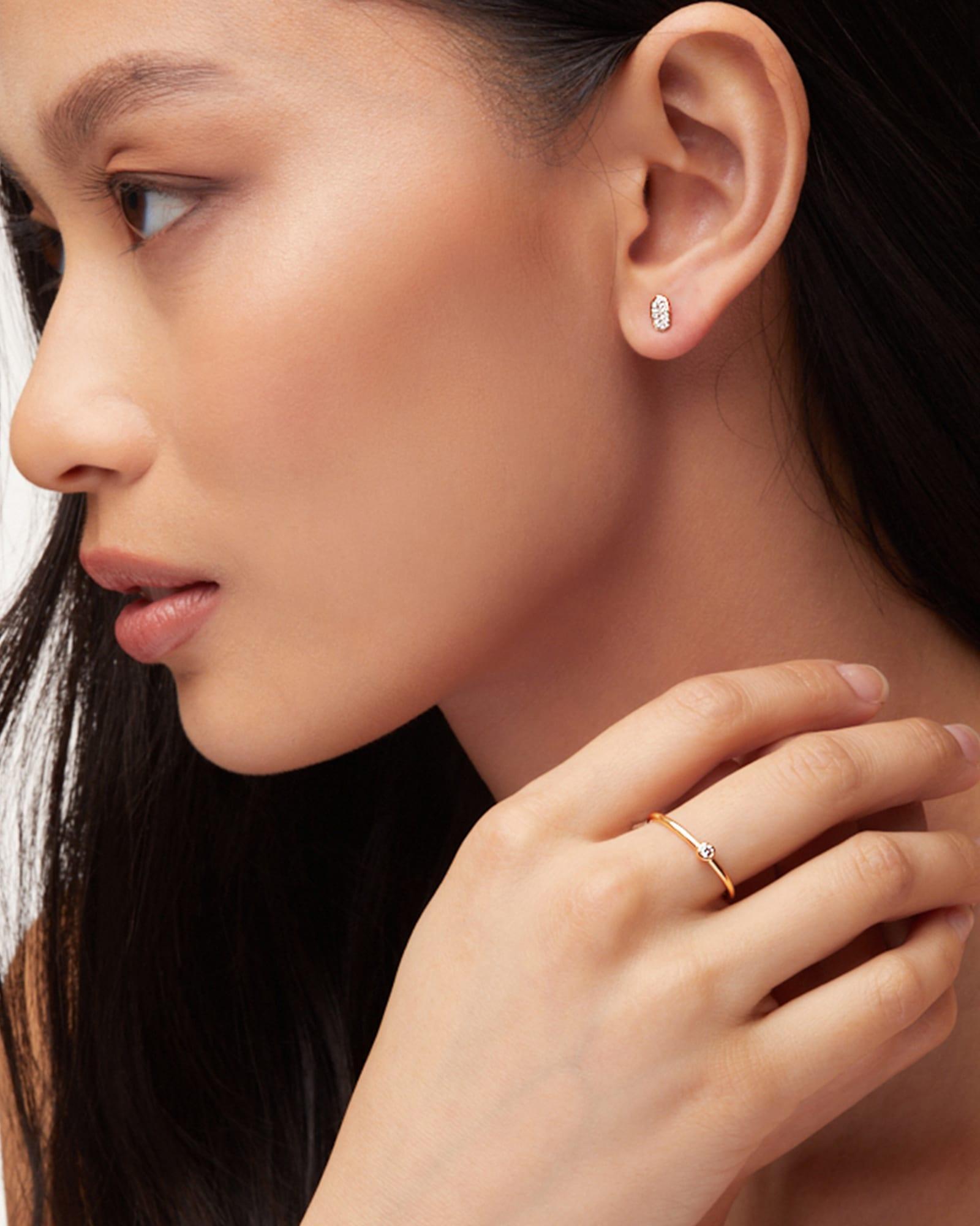 Audrey 14k Yellow Gold Band Ring in White Diamond Product Image