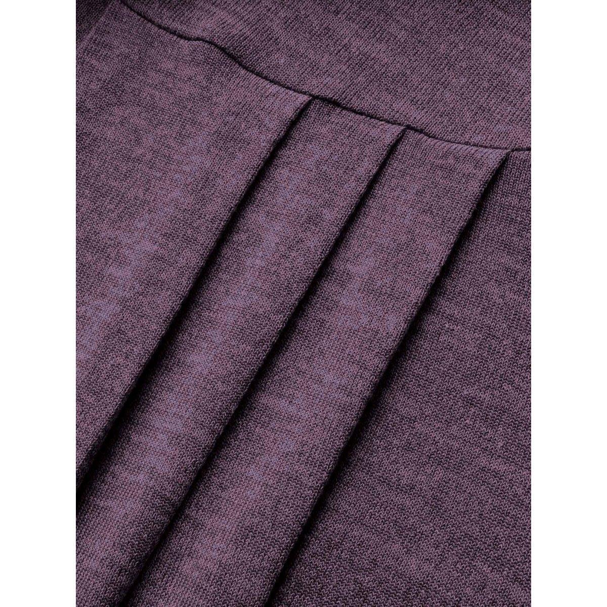 Plus Size Round Neck Heather Pleated T-shirt Eggplant Women Elegant Pleated Round Neck Loose Everyday T-shirts BloomChic 18-20/2X Product Image
