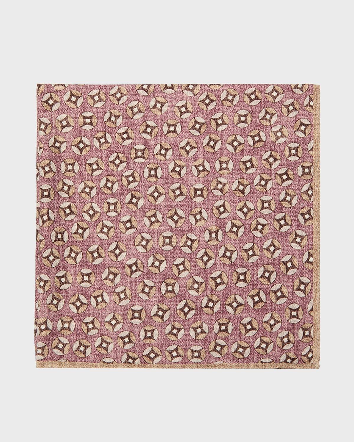 Mens Geometric Design Silk Pocket Square Product Image