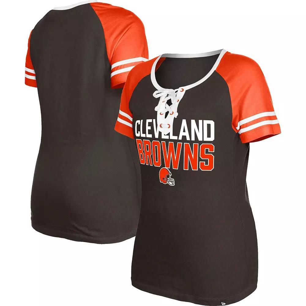 Women's New Era  Navy Tennessee Titans Raglan Lace-Up T-Shirt, Size: XL, Blue Product Image