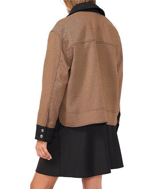 1. STATE Houndstooth Twill Point Collar Long Sleeve Button Front Bomber Reversible Jacket Product Image