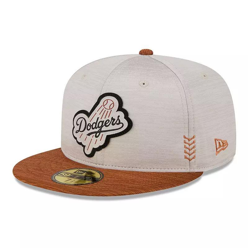 Men's New Era Stone/Brown Los Angeles Dodgers 2024 Clubhouse 59FIFTY Fitted Hat, Size: 8, Team Product Image