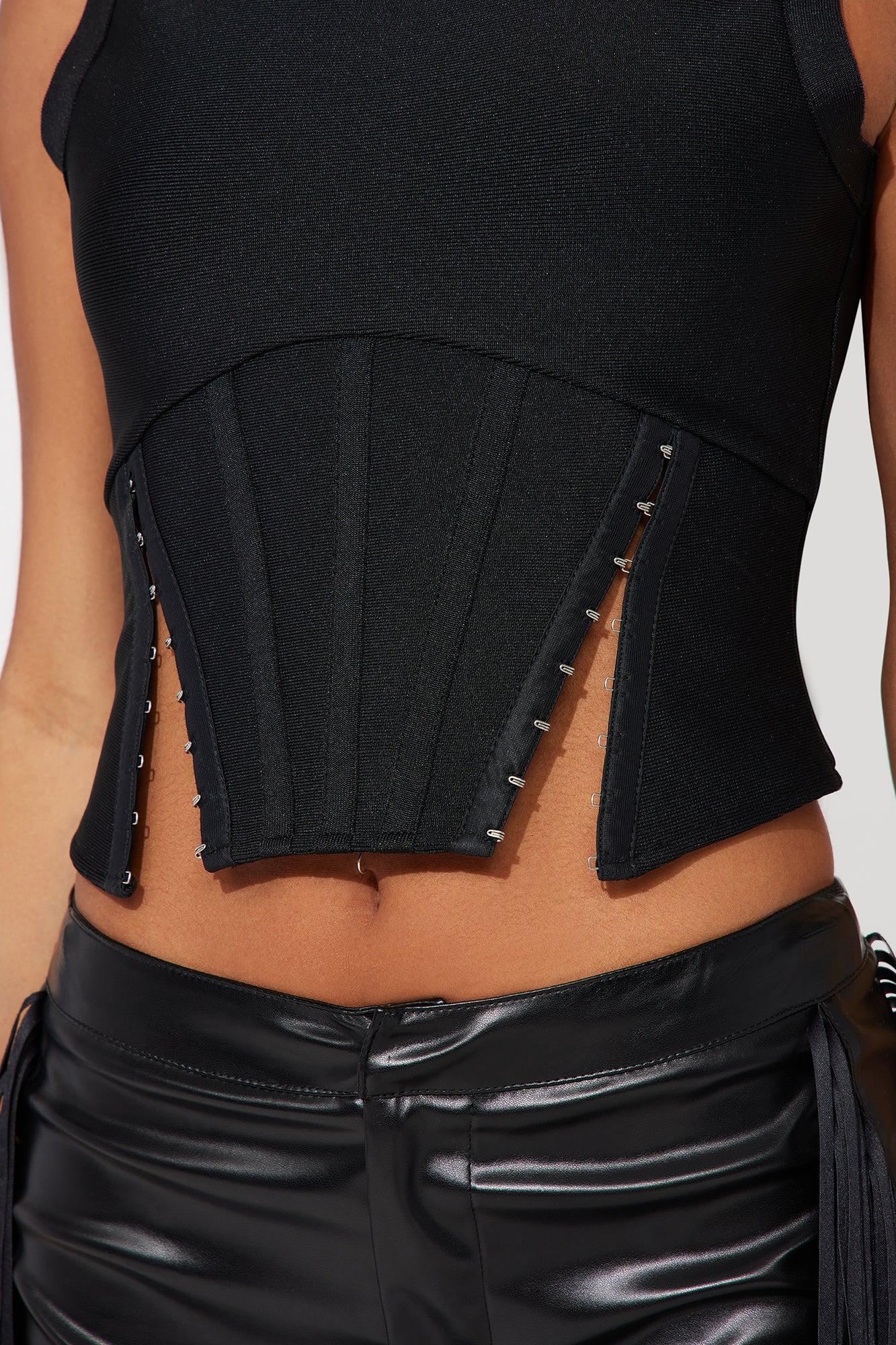 Way Too Good Bandage Corset Top - Black Product Image