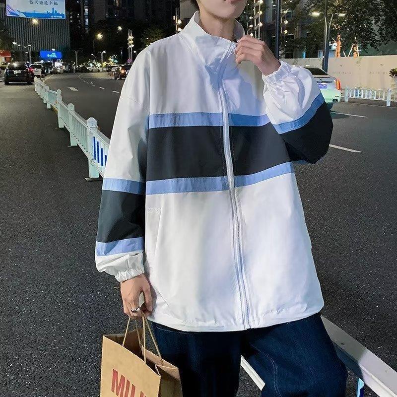 Collared Color Block Zip-Up Jacket Product Image