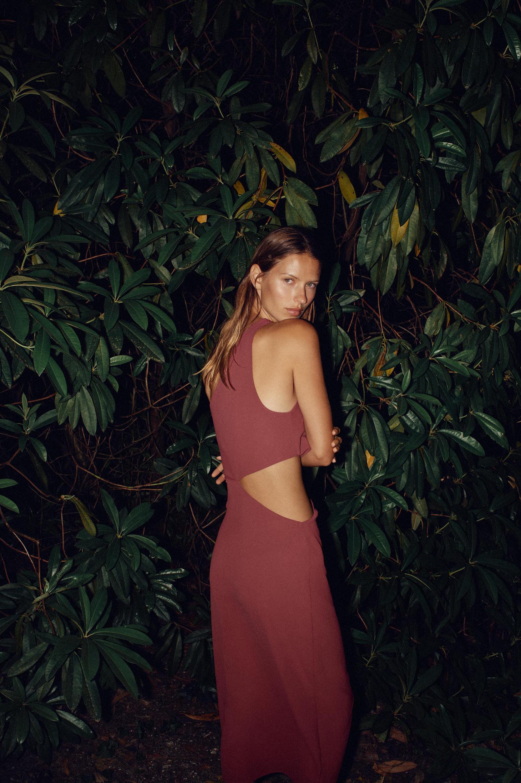 ASYMMETRIC MIDI DRESS WITH APPLIQUÉ Product Image
