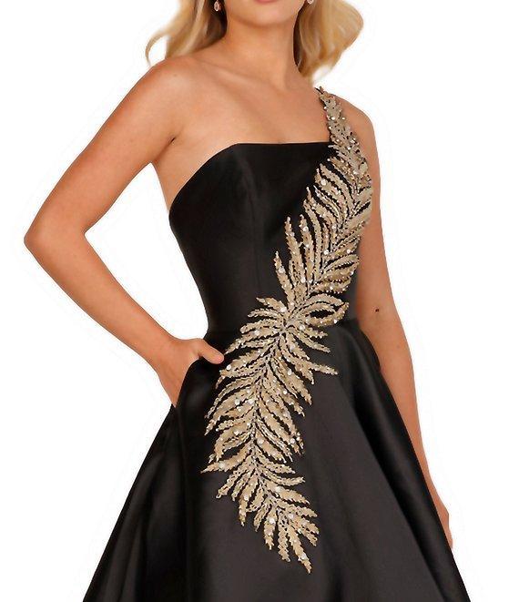 Terani Couture Sleeveless One Shoulder Beaded Strap Back Detail Ball Gown Product Image
