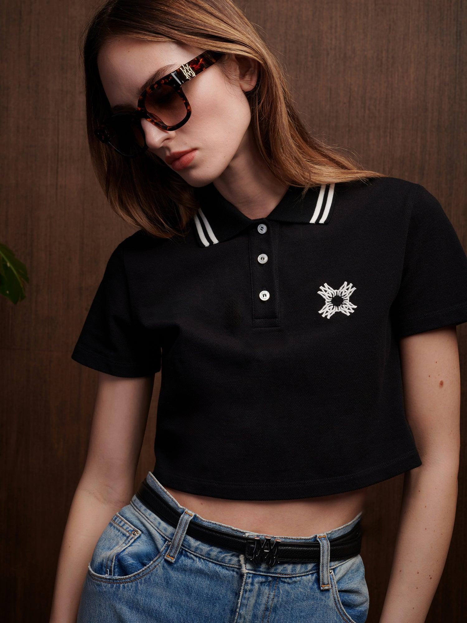 WOMEN - WOMEN'S MA QUAD CROPPED POLO - Black Female Product Image