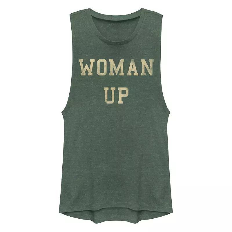 Juniors' Woman Up Muscle Tank Top, Girl's, Size: XS, Pine Grey Product Image