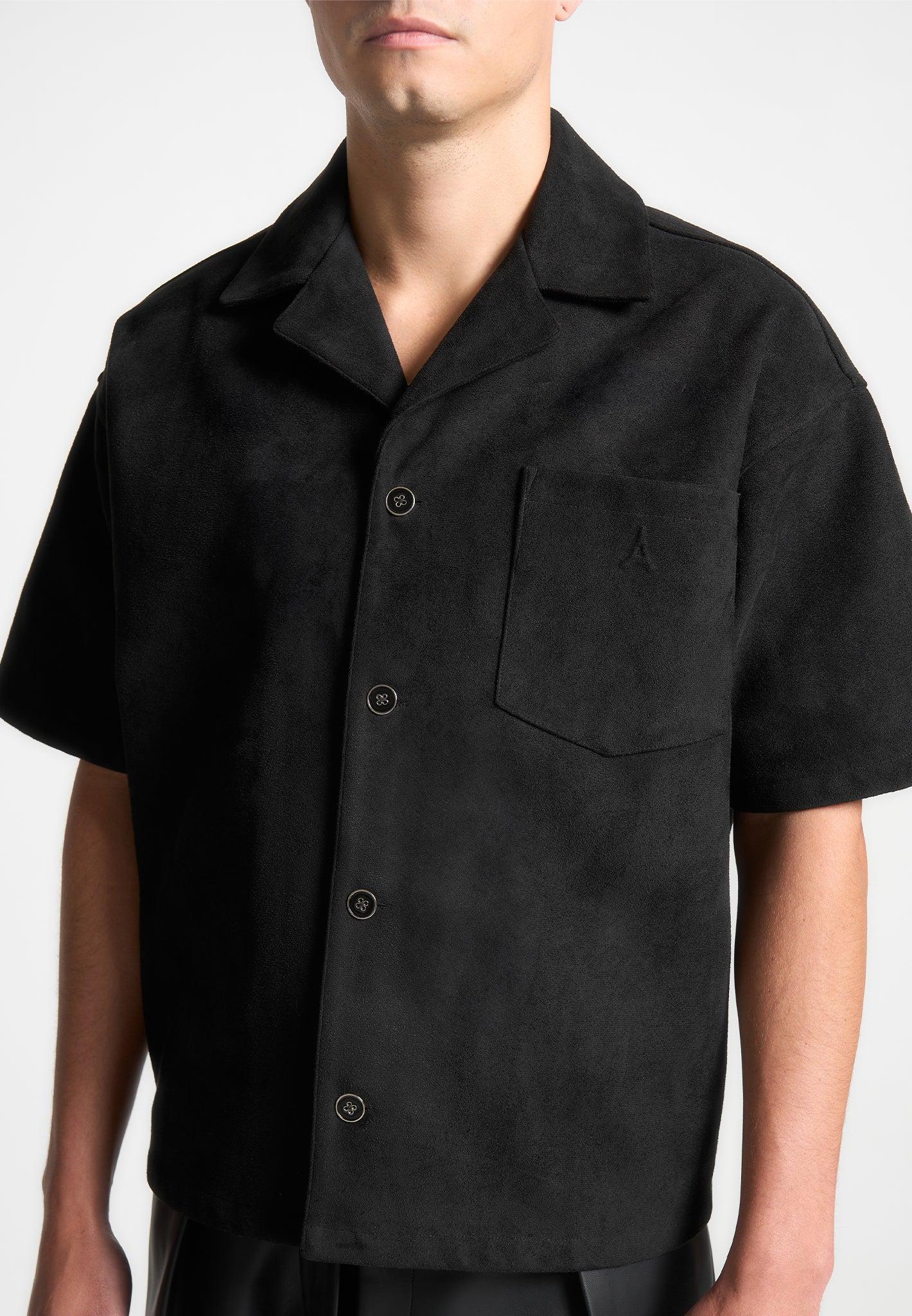 Boxy Suede Shirt - Black Male Product Image