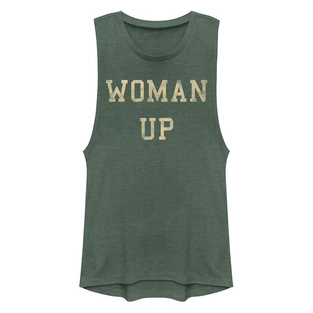 Juniors' Woman Up Muscle Tank Top, Girl's, Size: XS, Pine Grey Product Image