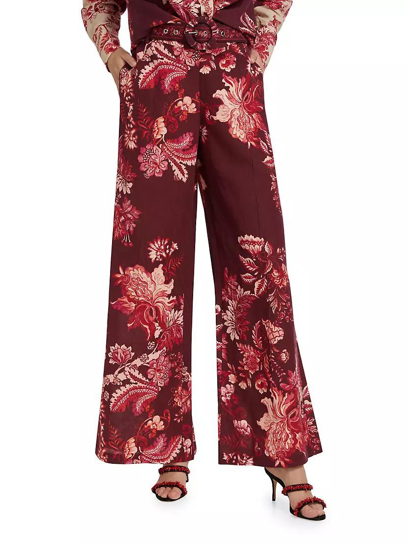 Paisley Linen-Blend Flared Pants Product Image
