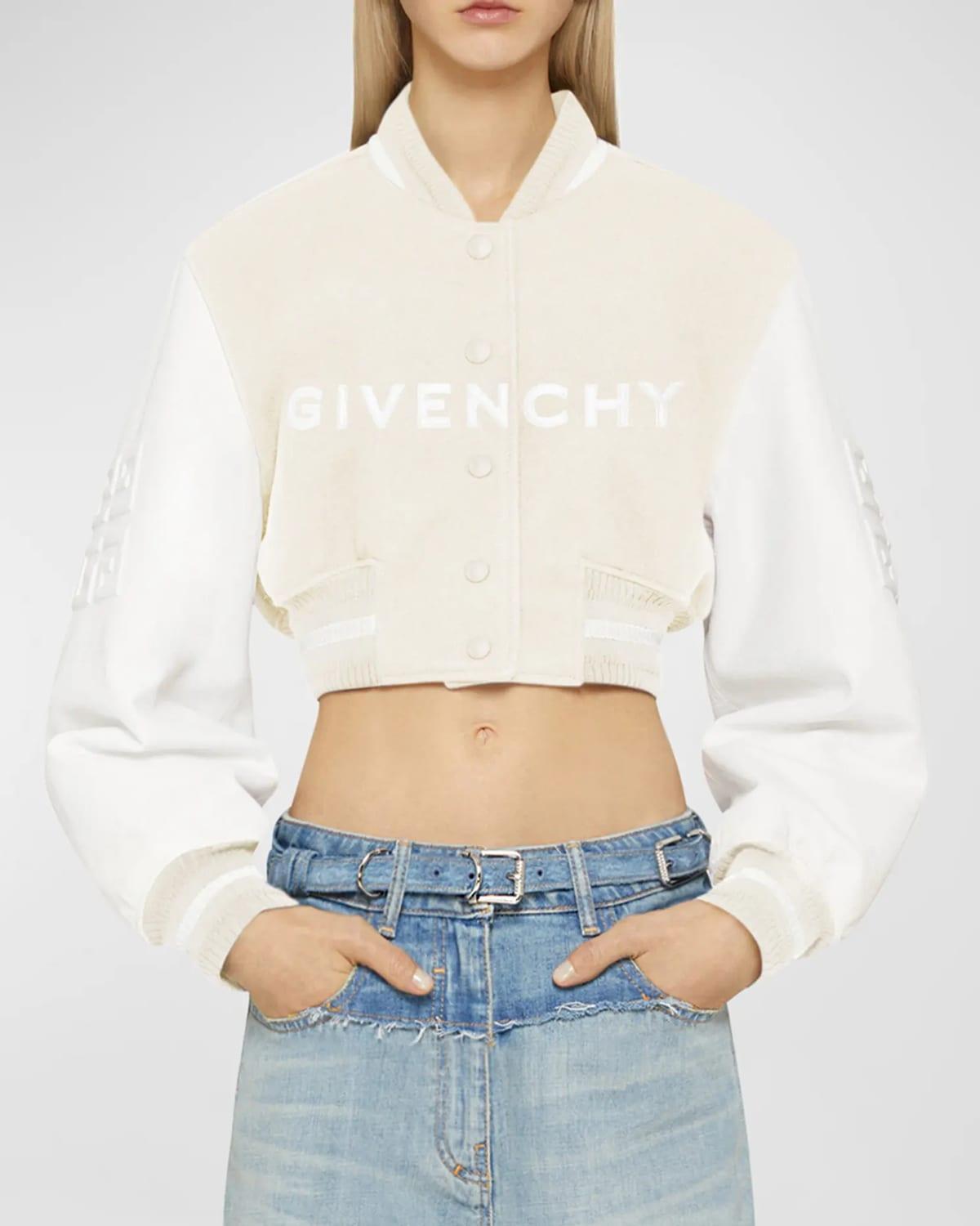 Cropped Varsity Jacket with Logo Detail Product Image