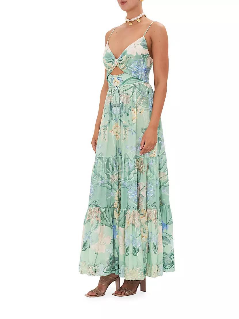 Twist-Front Cut-Out Printed Midi-Dress Product Image
