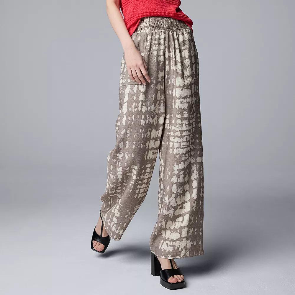 Women's Simply Vera Vera Wang Wide Leg Travel Pants, Size: Medium, Hazel Diamond Dye Product Image
