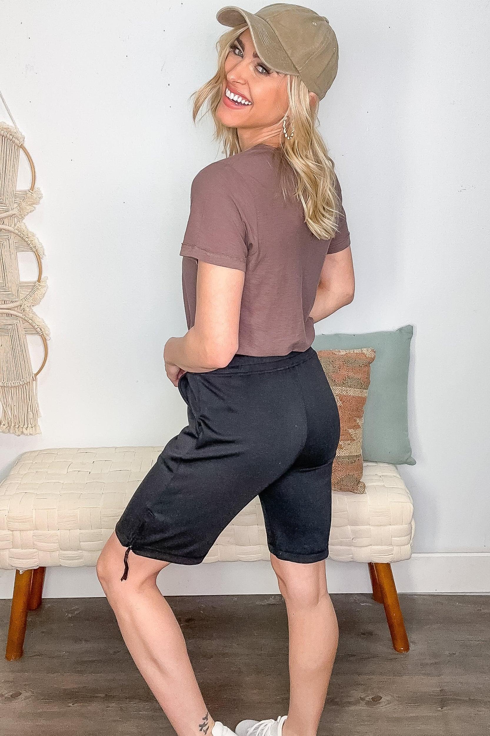 Black Model-Blend Boyfriend Fit Shorts Product Image