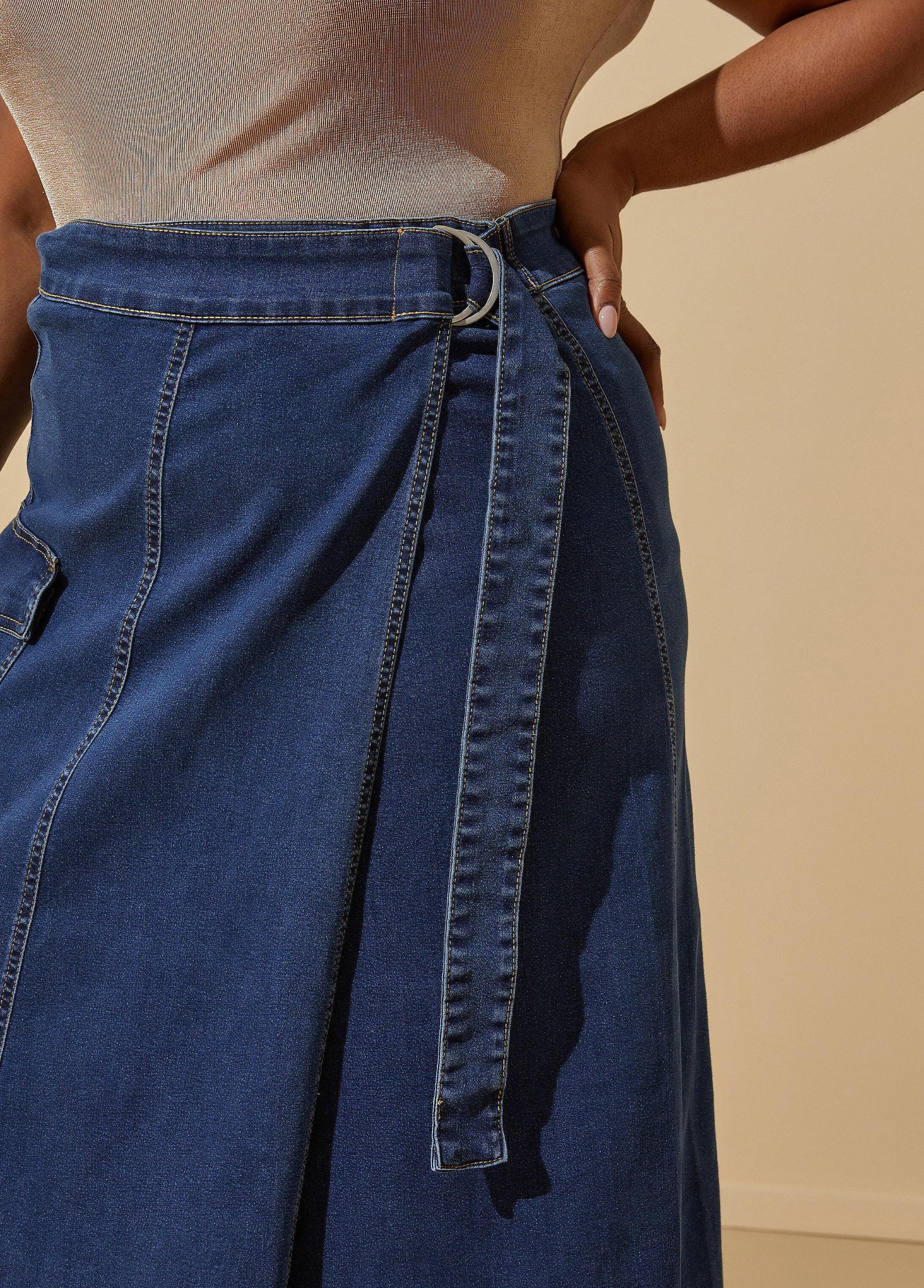 Cargo Pocket Denim Wrap Skirt Product Image
