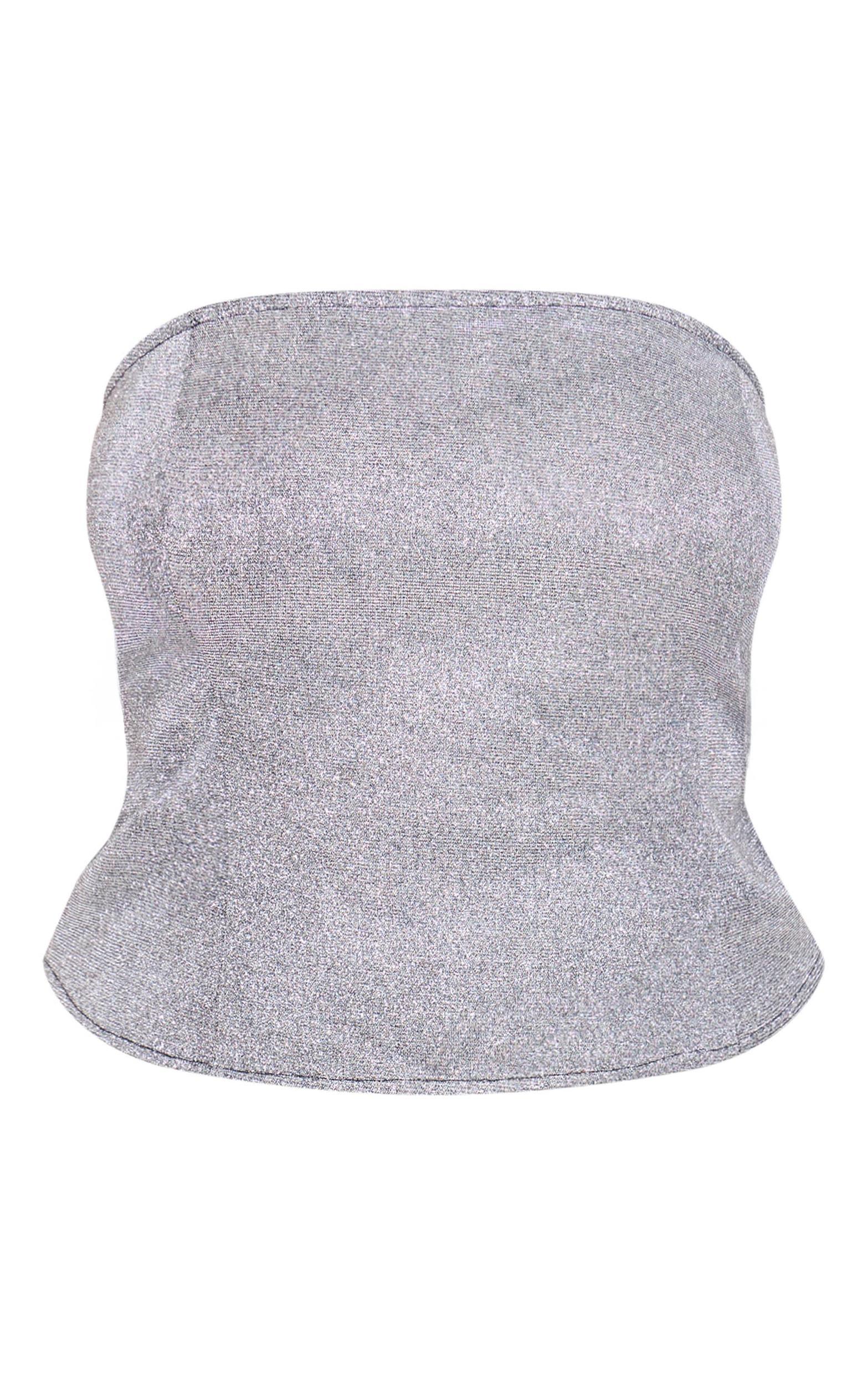 Plus Silver Glitter Detail Corset Top Product Image