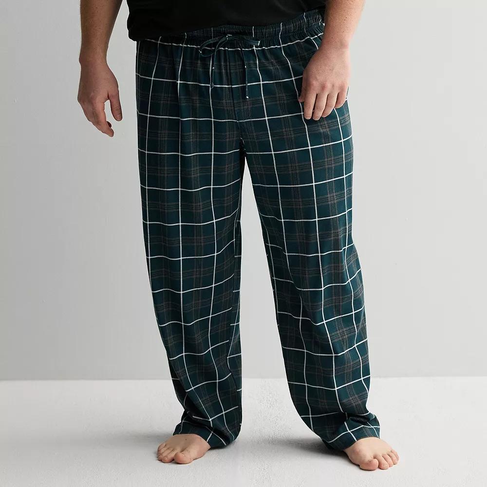 Big & Tall Sonoma Goods For Life® Essential Knit Pajama Pants, Men's, Size: 3XL Tall, Plaid White Check Product Image