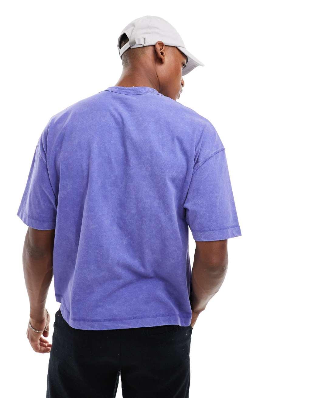 ASOS DESIGN oversized boxy t-shirt in washed blue Product Image