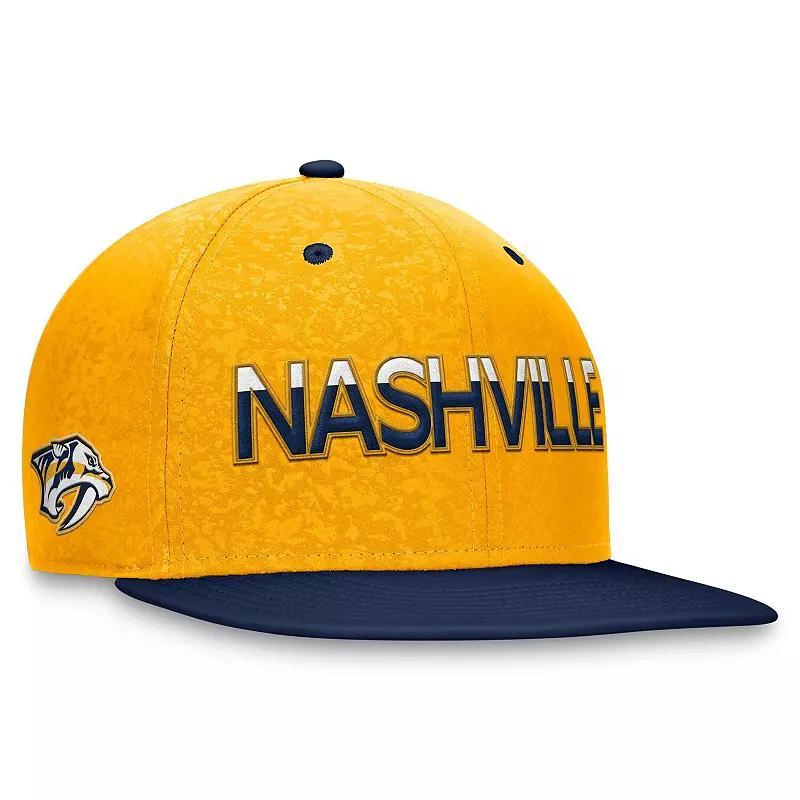 Mens Fanatics Branded Navy/Gold Nashville Predators Authentic Pro Rink Two-Tone Snapback Hat, Pdt Blue Product Image