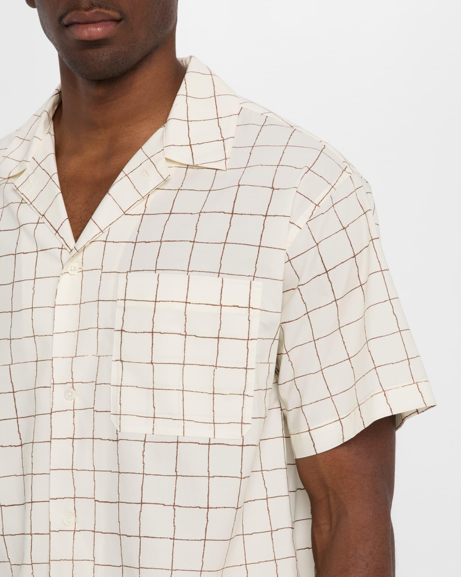 Men's Grid-Print Camp Shirt Product Image