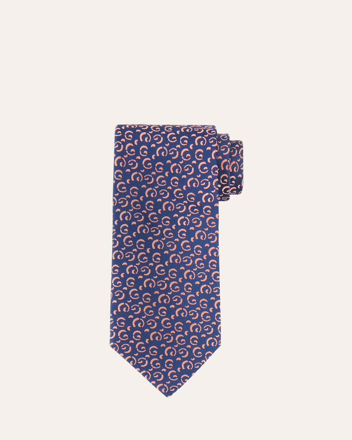 Mens Half Moon Woven Silk Tie Product Image