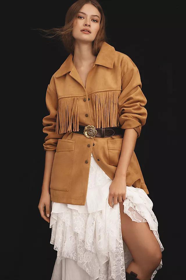 Pilcro Faux-Suede Fringe Jacket Product Image