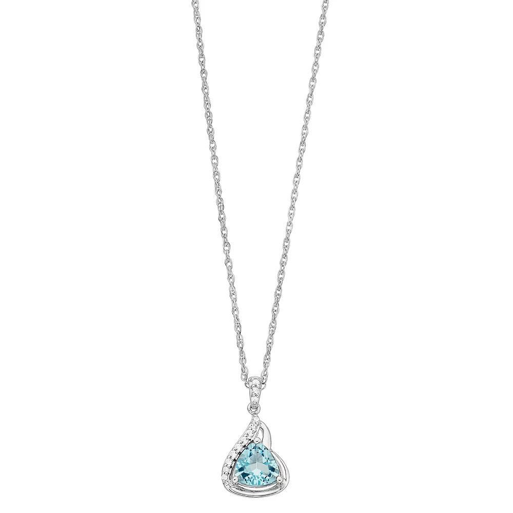 Sterling Silver Simulated Aquamarine & Lab-Created White Sapphire Pendant Necklace, Women's, Size: 18" Product Image