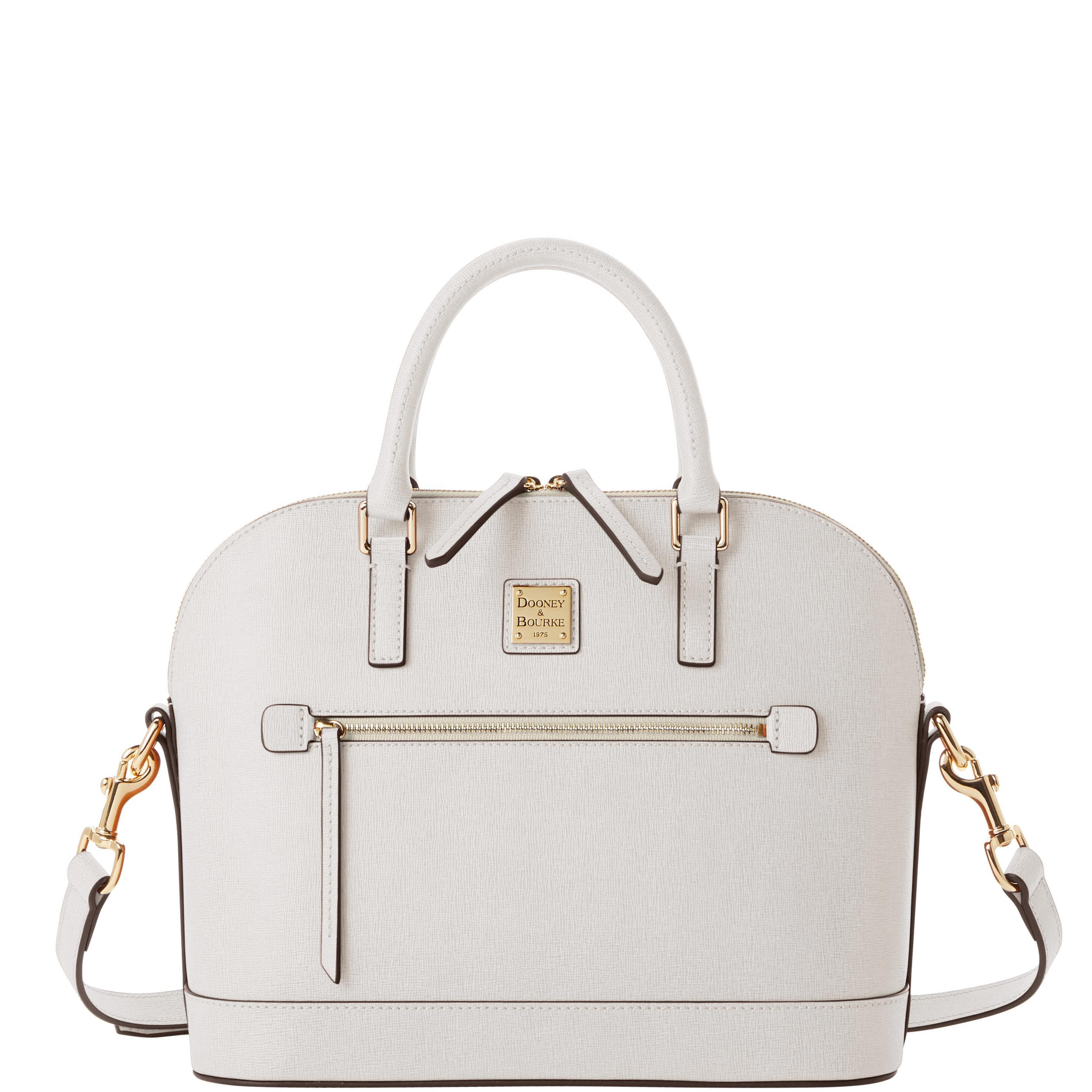 Dooney & Bourke Womens Saffiano Domed Zip Leather Satchel Bag in Ivy Product Image