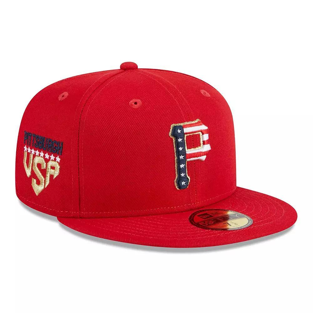 Men's New Era  Red Pittsburgh Pirates 2023 Fourth of July 59FIFTY Fitted Hat, Size: 7 1/8 Product Image