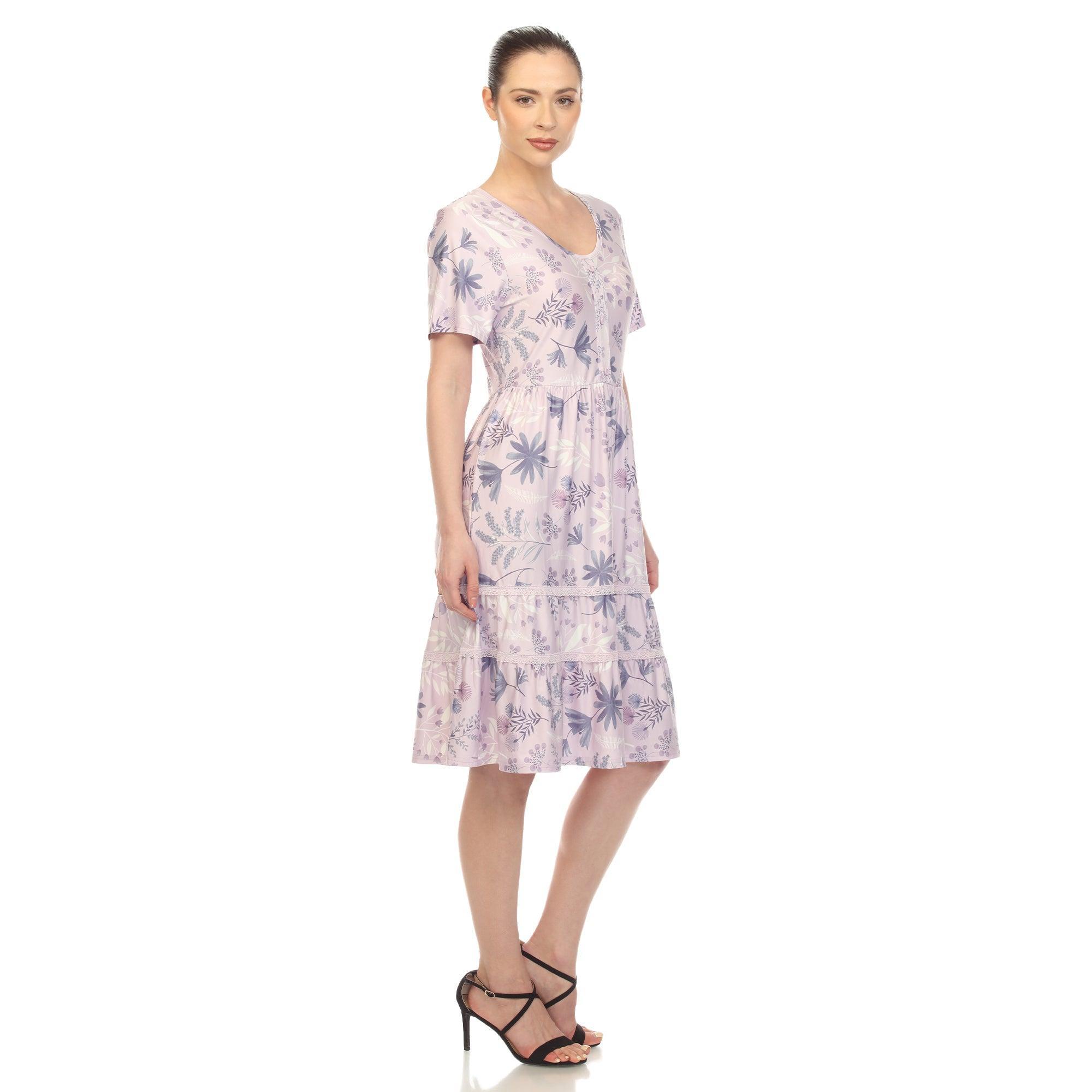 Floral Short Sleeve Knee Length Dress Product Image