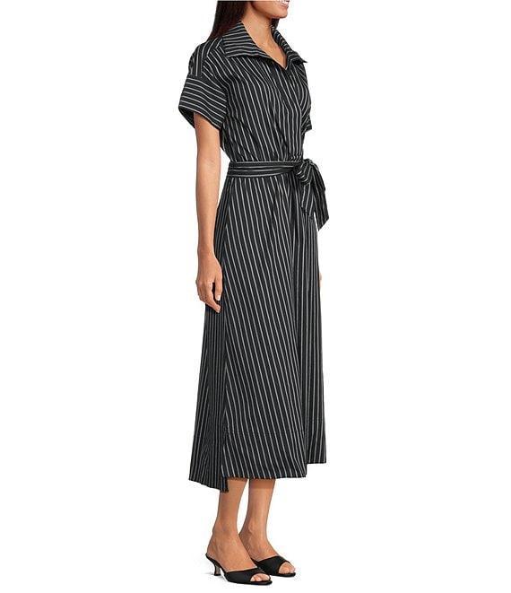 ELAN Striped Short Sleeve Oversized Maxi Shirtdress Product Image