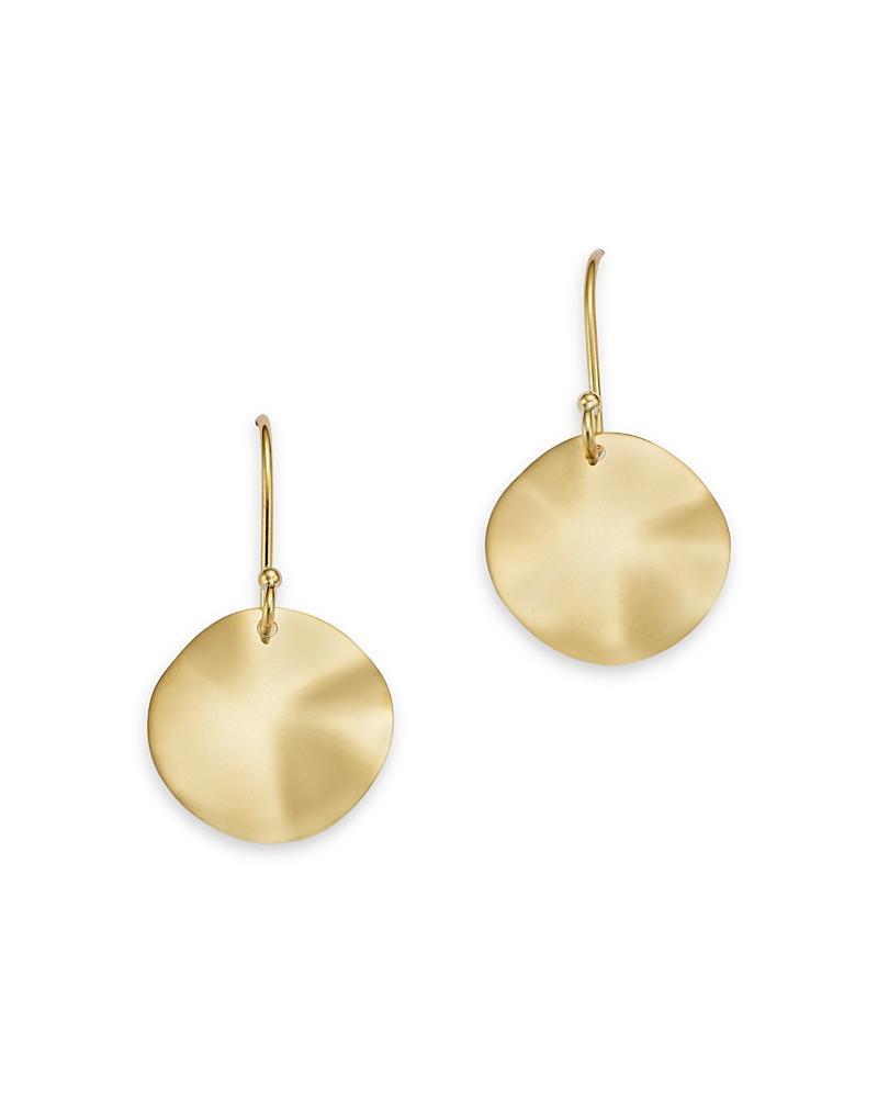 Womens Glamazon Sculptural Metal 18K Yellow Gold Mini Wavy Disc Drop Earrings Product Image