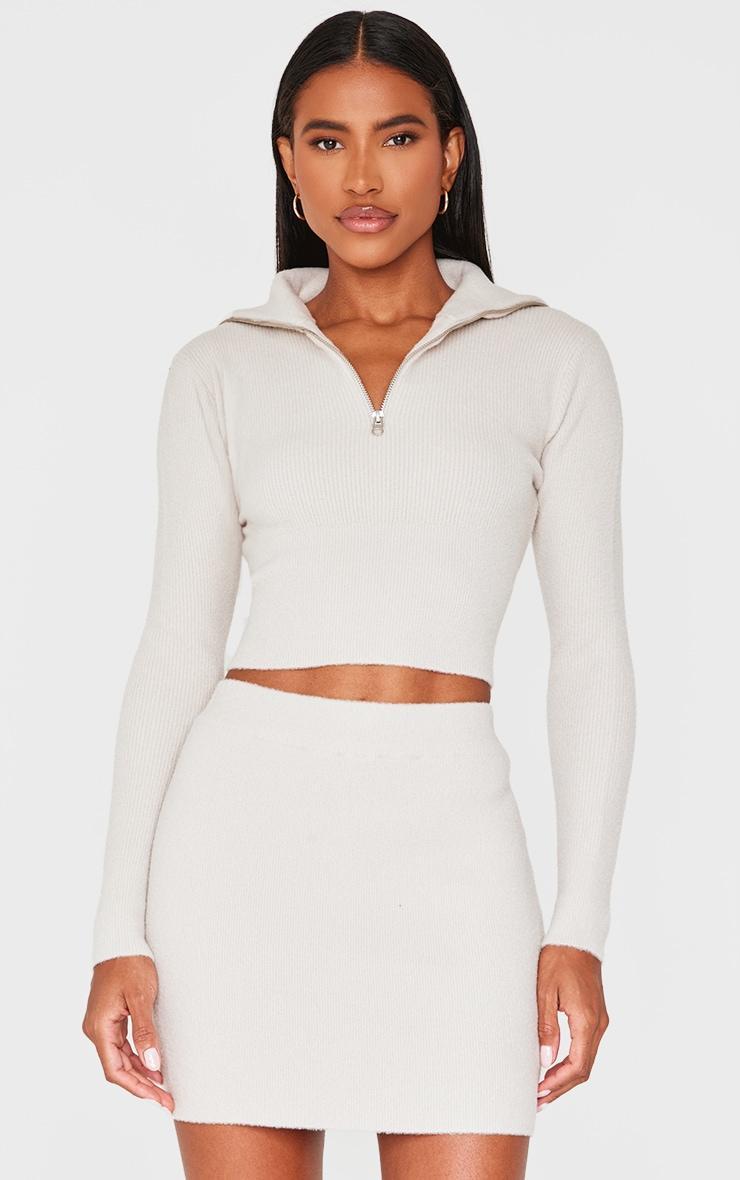 Slate Grey Soft Knit Mini Skirt Product Image