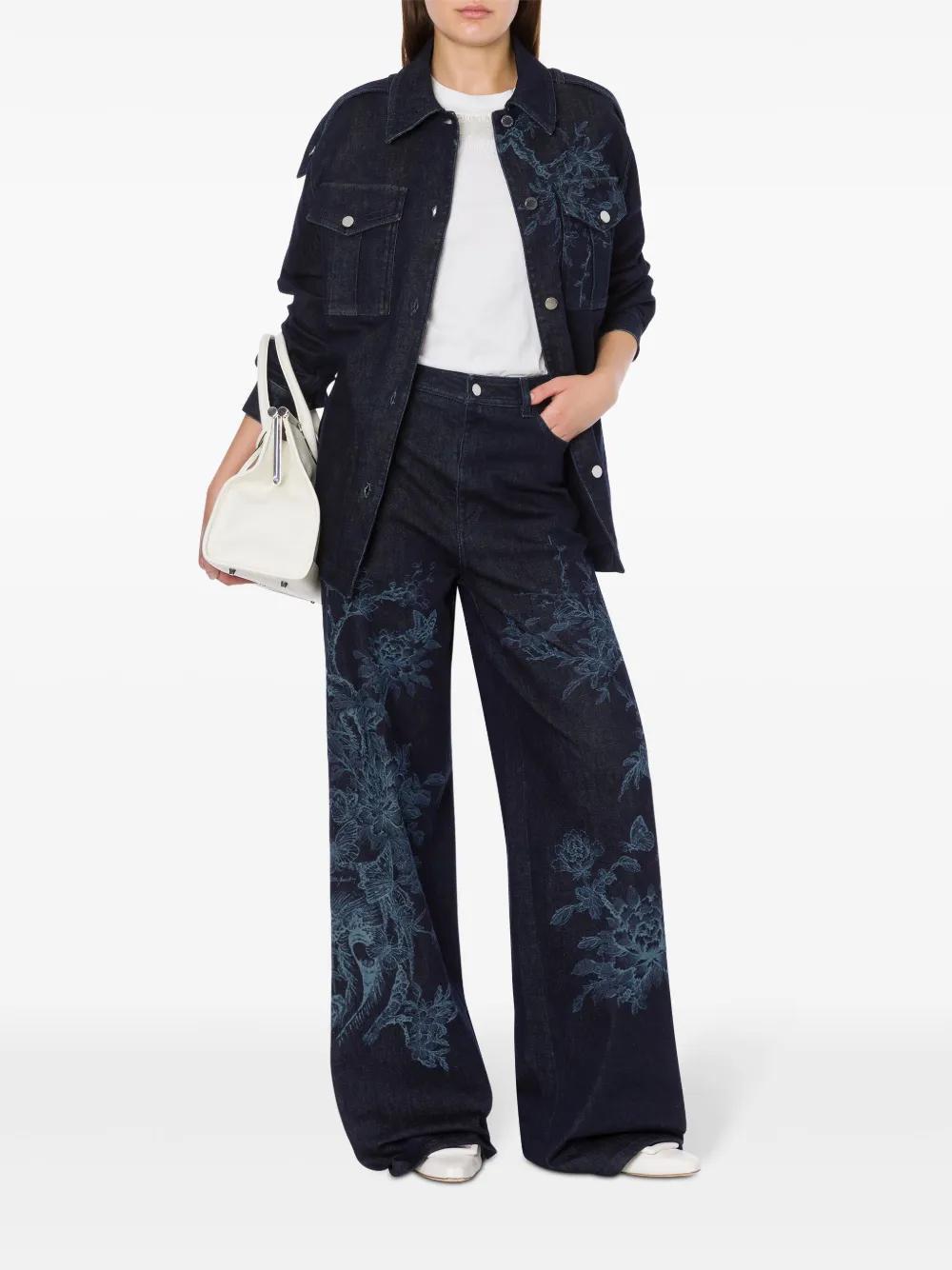ALBERTA FERRETTI Floral-print Denim Jacket In Blue Product Image