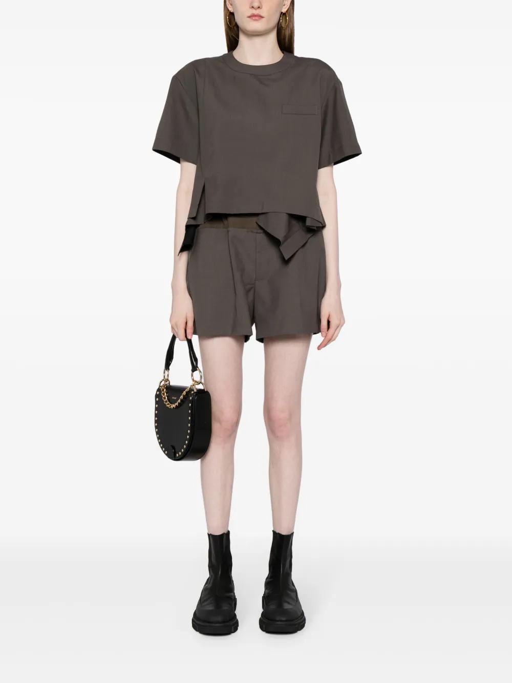 SACAI Draped Short-sleeve Blouse In Grey Product Image