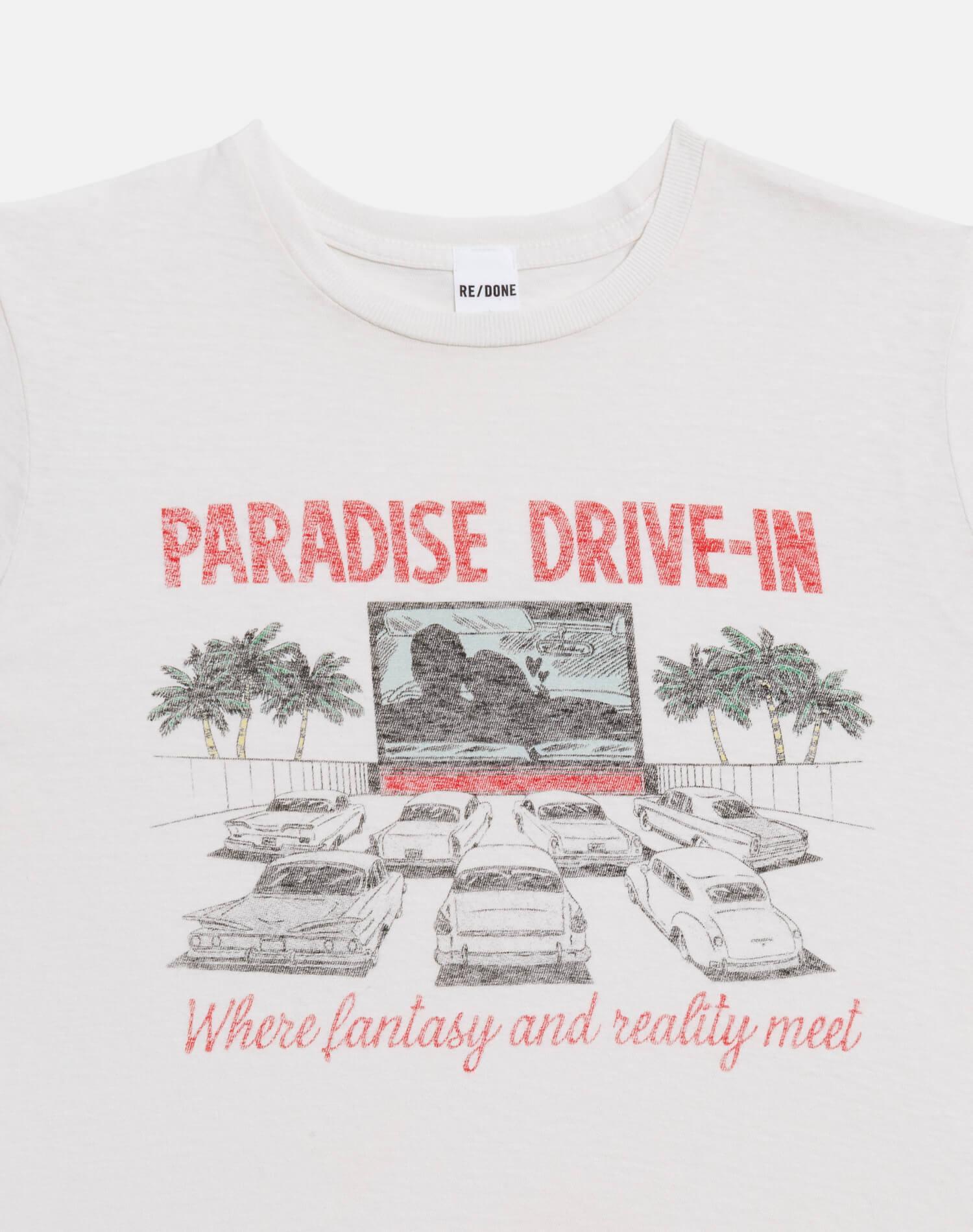 50s Boxy "Drive In" Tee - Vintage White Female Product Image