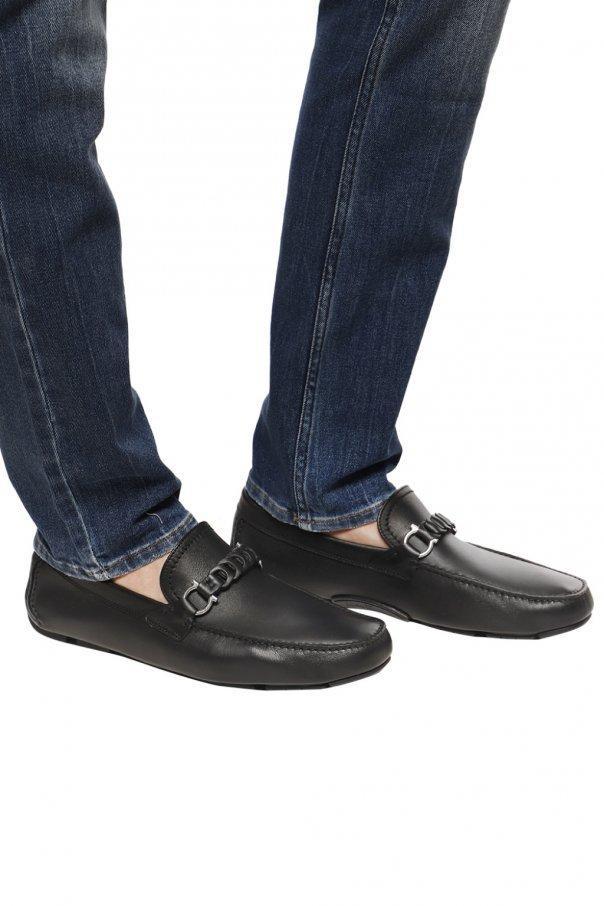 FERRAGAMO Gancini Leather Loafers In Black Product Image