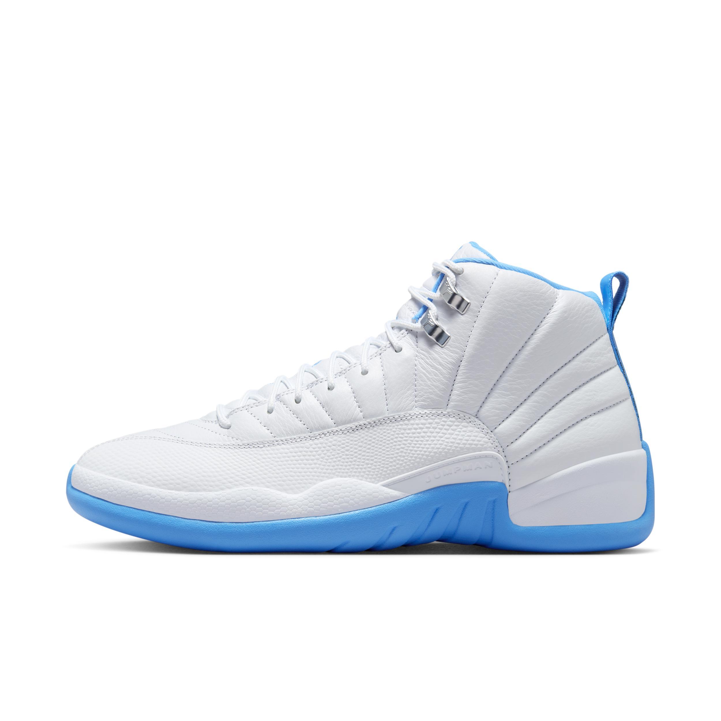 Men's Air Jordan 12 Retro and University Blue" Shoes in White Product Image