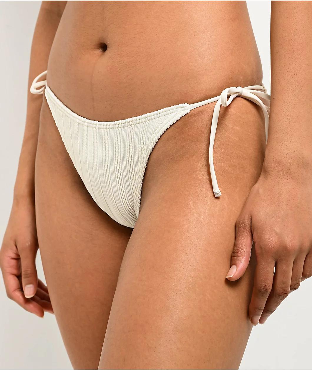Damsel Lily Pucker Vanilla High Leg Bikini Bottom Product Image