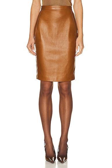 Saint Laurent Leather Skirt in Cognac Product Image