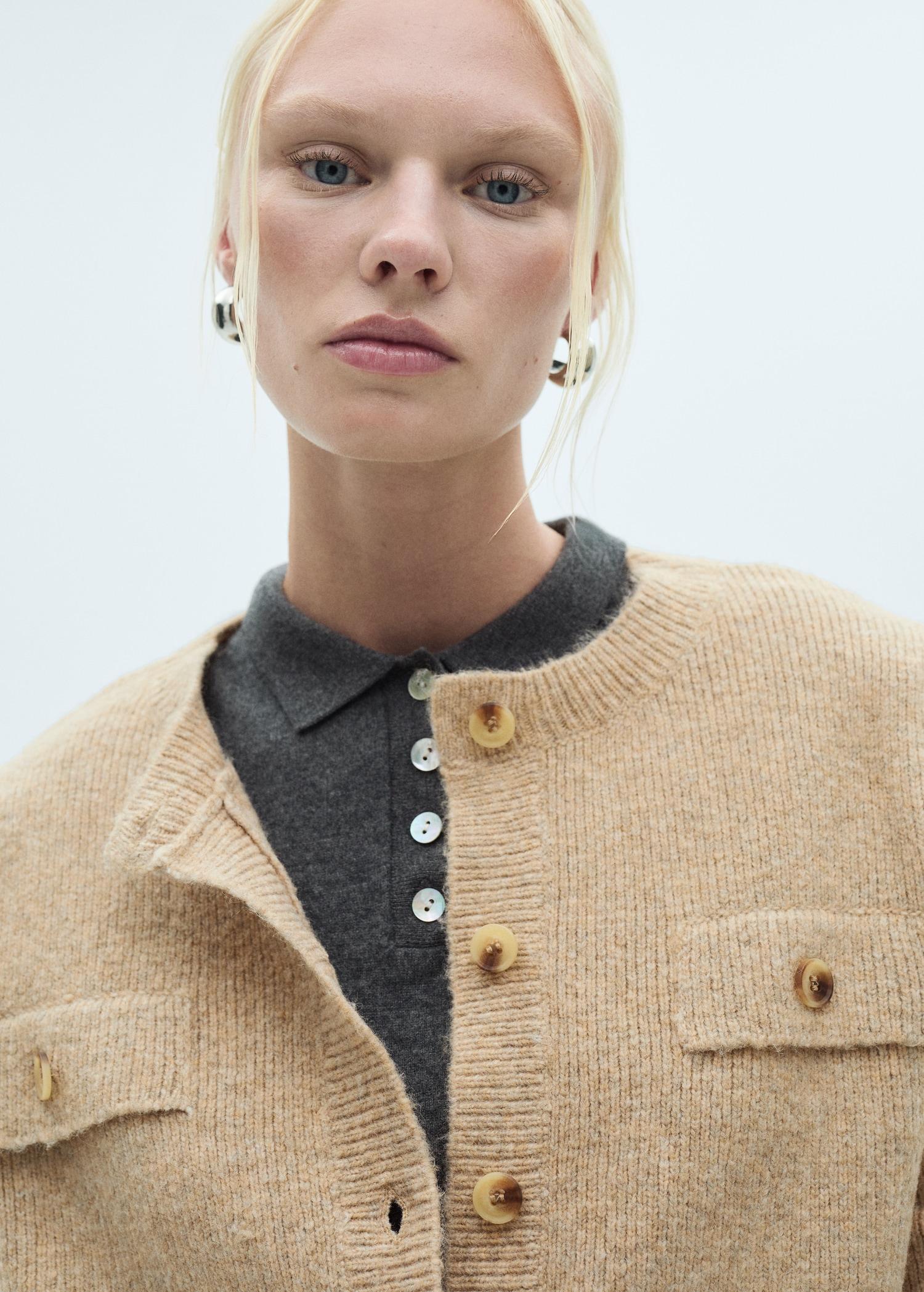 Ribbed knitted cardigan with buttons - Women | MANGO USA Product Image