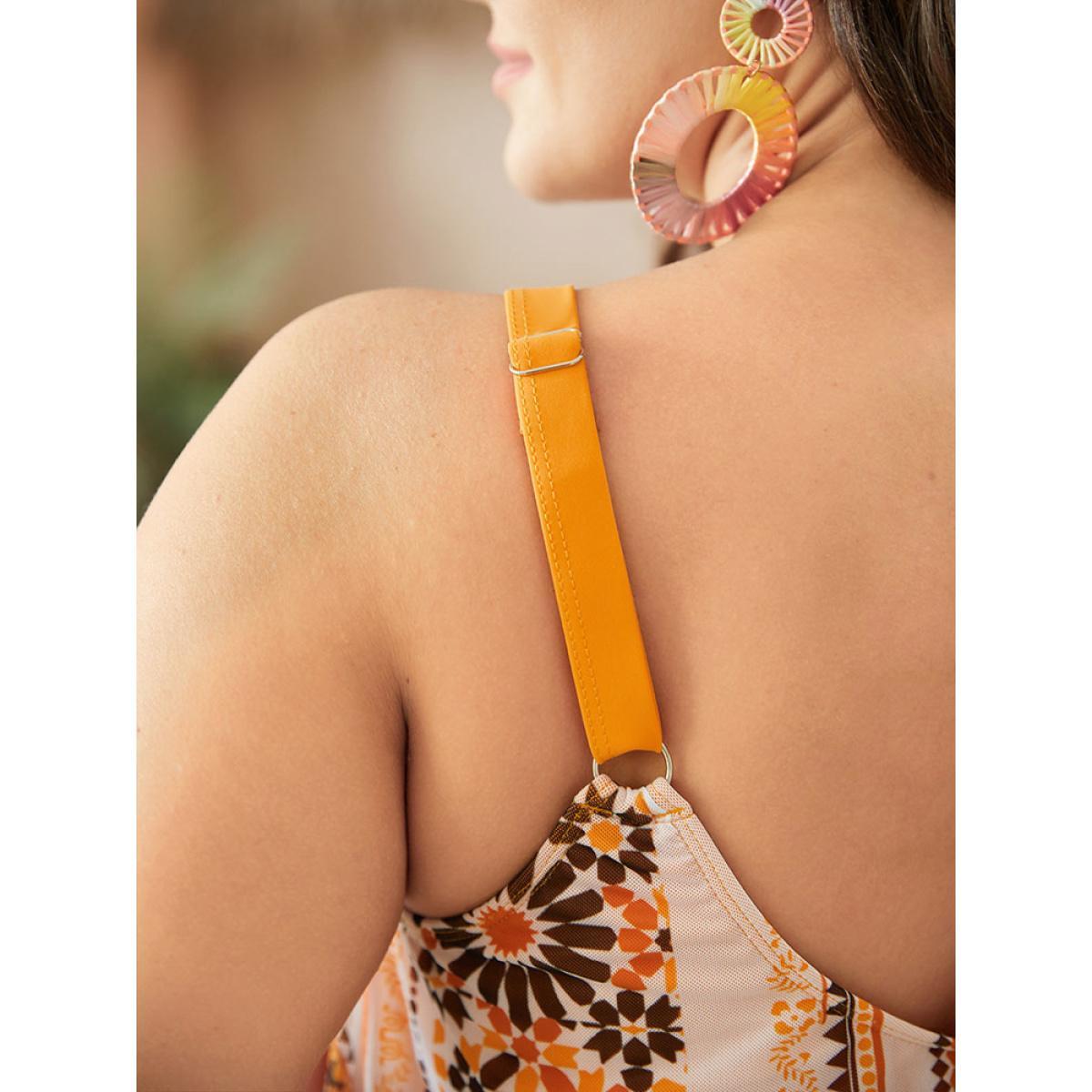 Plus Size Bandana Print Split Hanky Hem One Piece Swimsuit Women's Swimwear Multicolor Vacation Skinny High stretch Curve Swim Dresses BloomChic 14-16/1X Product Image