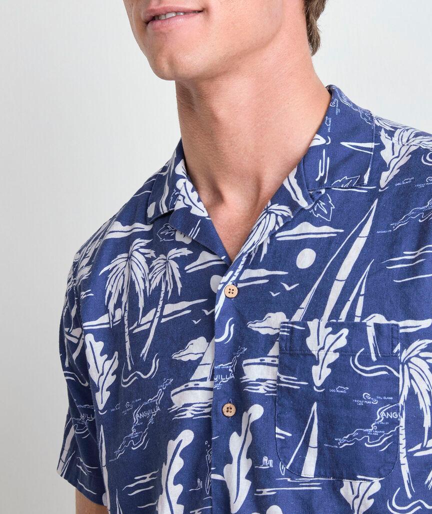 Anguilla Scenic Linen Blend Short-Sleeve Cabana Shirt Product Image