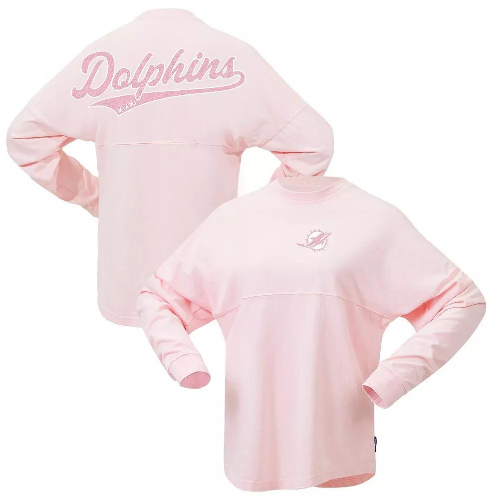 Women's Fanatics Branded Pink Miami Dolphins Millennial Spirit Jersey T-Shirt, Size: XL, Light Product Image