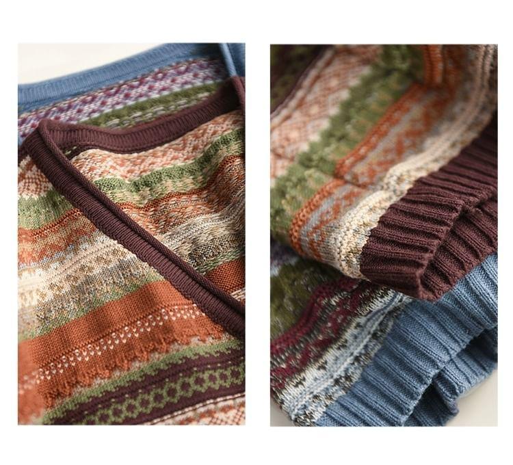 V-Neck Color Block Cardigan Product Image