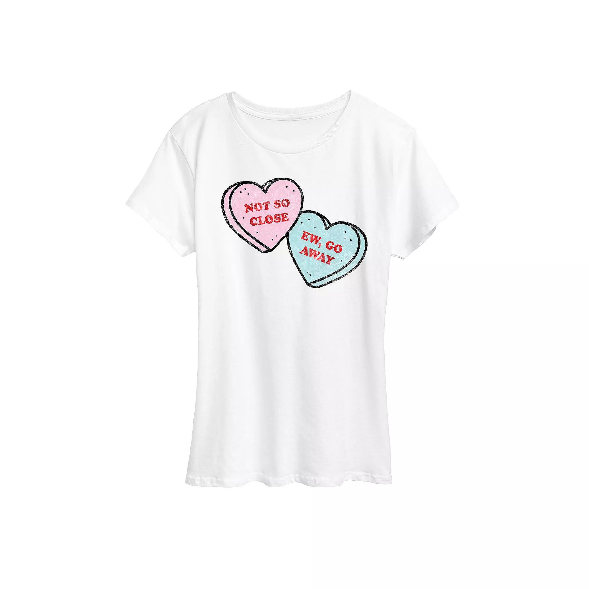 Womens Sassy Candy Hearts Graphic Tee Grey Gray Product Image