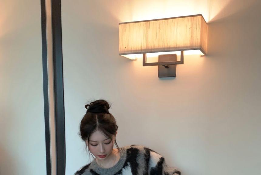 Oversized Leopard-Print Fluffy Sweater Product Image