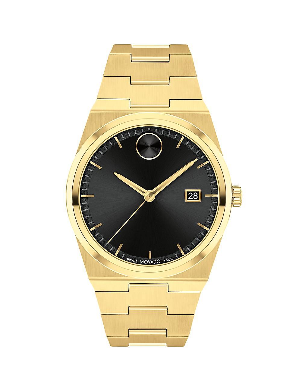 Movado Bold Mens Quest Quartz Mechanical Automatic Gold Tone Stainless Steel Bracelet Watch Product Image