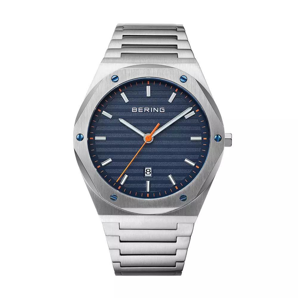 BERING Men's Classic Stainless Steel Bracelet Watch, Size: Large, Blue Product Image